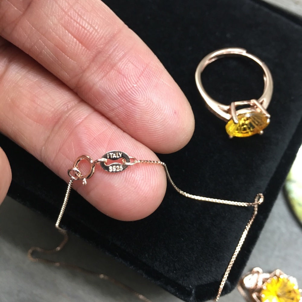 Certified Citrine Rose Gold Ring Necklace Set - Picture 6 of 17